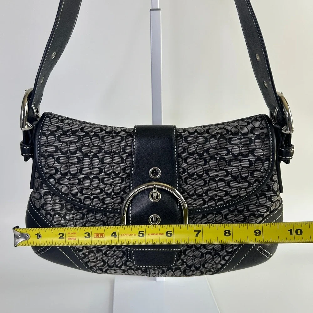 Coach Soho Signature Black Grey Canvas Leather Shoulder Bag 6818 Excellent